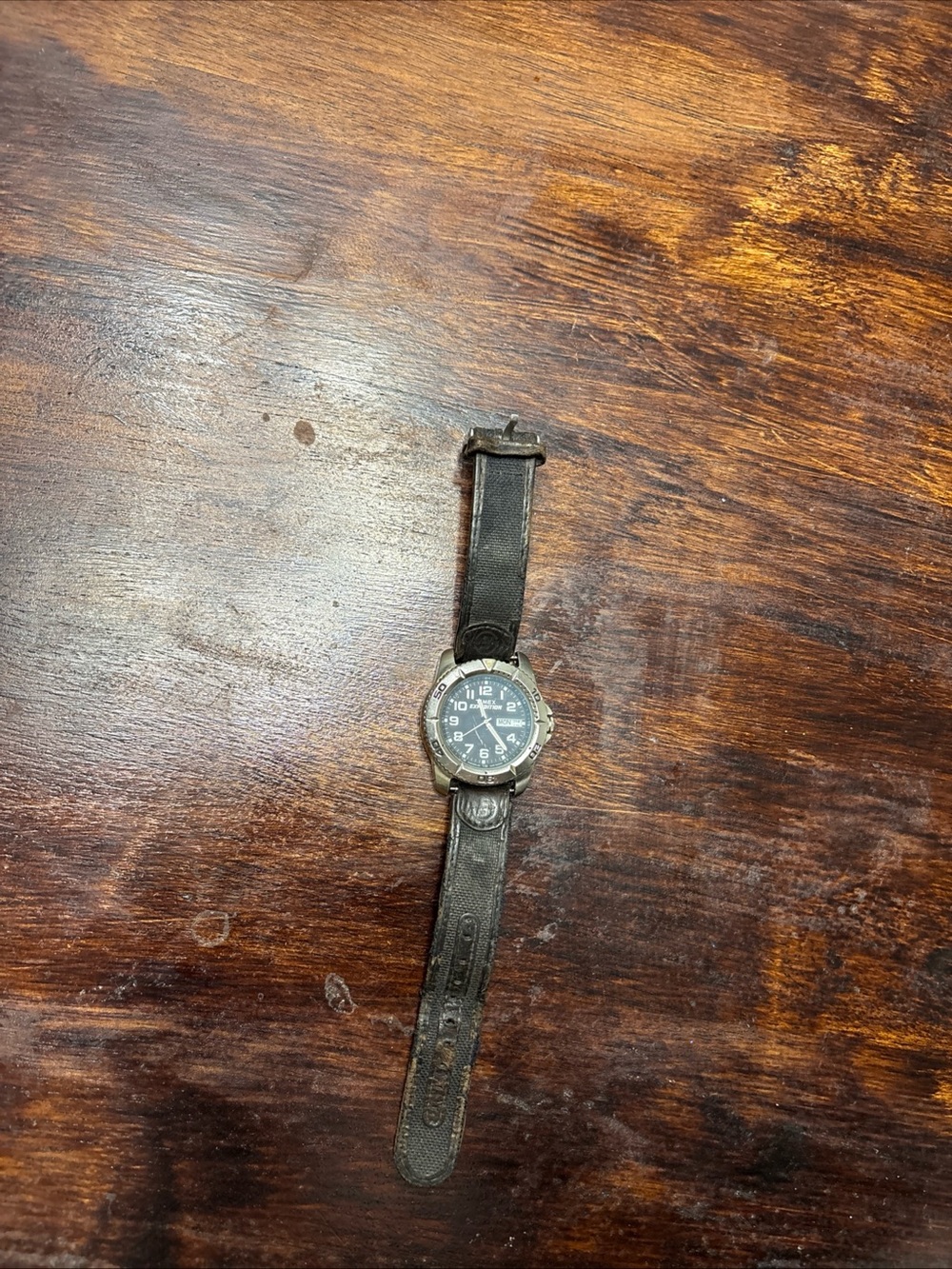 Timed Expedition Men's Black Leather Strap Field Watch Needs Battery